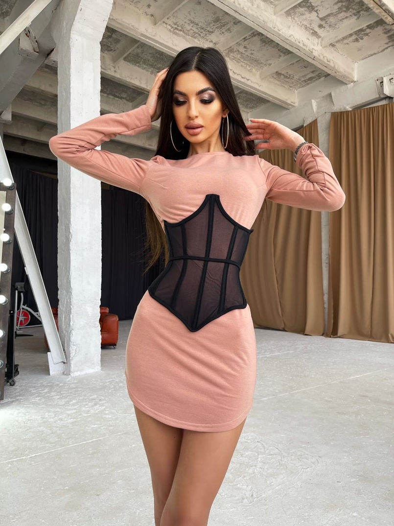 Трикотажное платье в комплекте с утягивающим корсетом Трикотажное платье в комплекте с утягивающим корсетом | PUSHKA SHOP