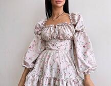 Квіткова сукня з воланами та шнуровкою по спинці Квіткова сукня з воланами та шнуровкою по спинці | PUSHKA SHOP