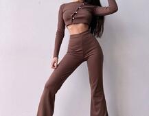 Комплект : штани кльош і топ на ґудзиках Комплект : штани кльош і топ на ґудзиках | PUSHKA SHOP