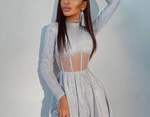 Приталена блискуча сукня з корсетною вставкою та пишною спідницею-сонцем | PUSHKA SHOP