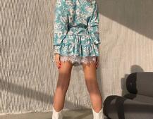 Сукня міні на гудзиках,декорована мереживом  | PUSHKA SHOP