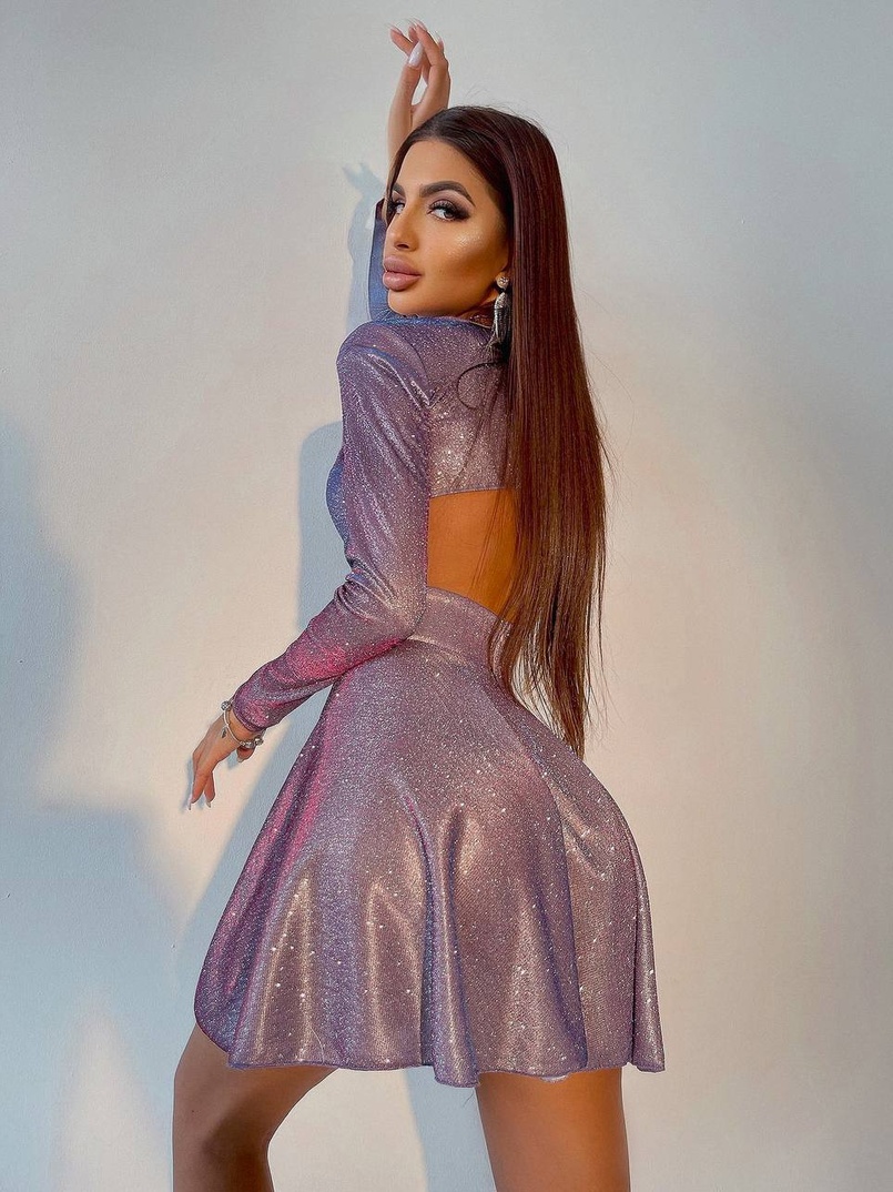 Блискуча сукня міні з відкритою спиною  | PUSHKA SHOP