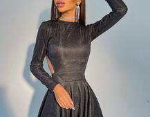 Блискуча сукня міні з відкритою спиною  | PUSHKA SHOP