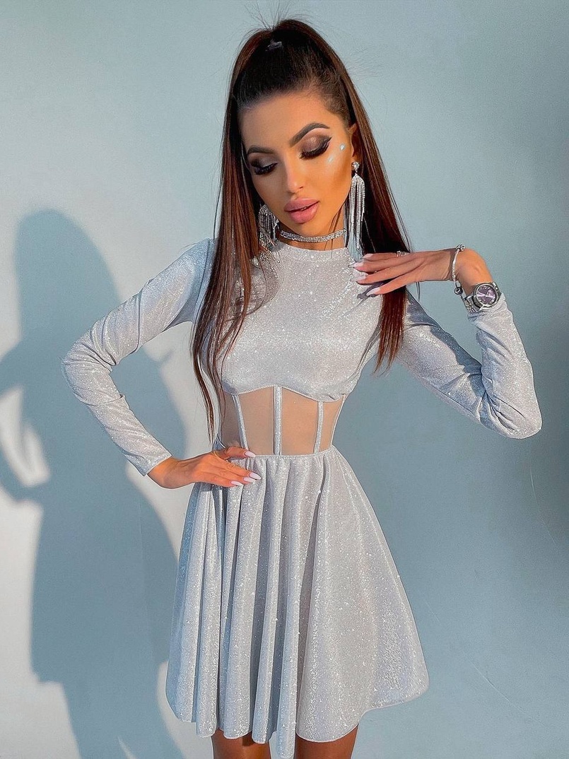 Приталена блискуча сукня з корсетною вставкою та пишною спідницею-сонцем | PUSHKA SHOP