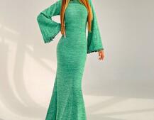 Трикотажна сукня максі з розкльошеними рукавами та відкритою спиною Трикотажна сукня максі з розкльошеними рукавами та відкритою спиною | PUSHKA SHOP