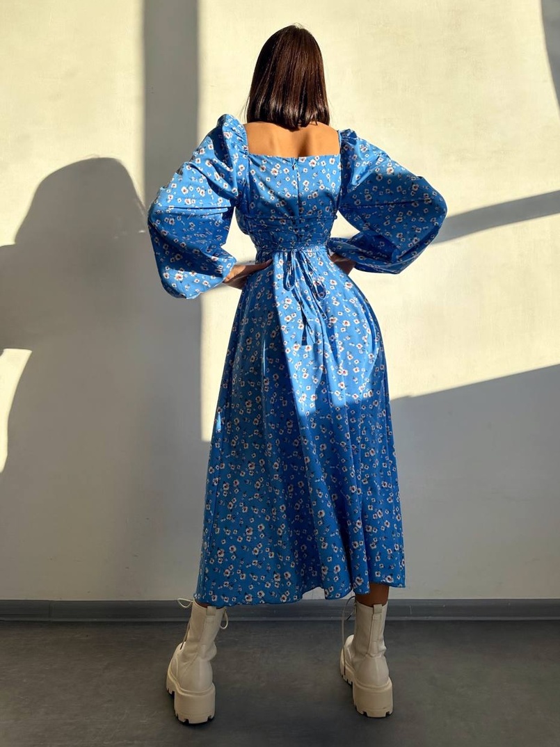 Улюблена сукня-міді зі шнурівкою на талії  | PUSHKA SHOP