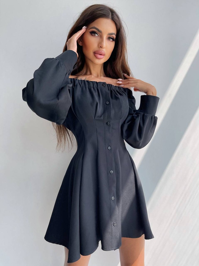 Приталена сукня-сорочка на плічках з корсетом з еко-шкіри Приталена сукня-сорочка на плічках з корсетом з еко-шкіри | PUSHKA SHOP