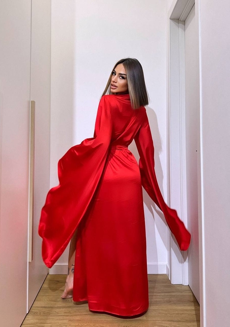 Шовковий халатик із розкльошеними рукавами | PUSHKA SHOP