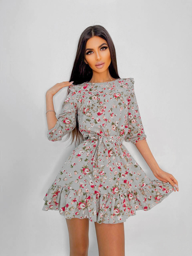 Милое цветочное платье с оборками Милое цветочное платье с оборками | PUSHKA SHOP