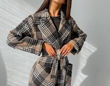 Кашемировое пальто в клетку на подкладке | PUSHKA SHOP