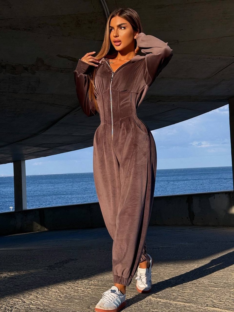 Велюровий комбінезон з елементами корсету | PUSHKA SHOP