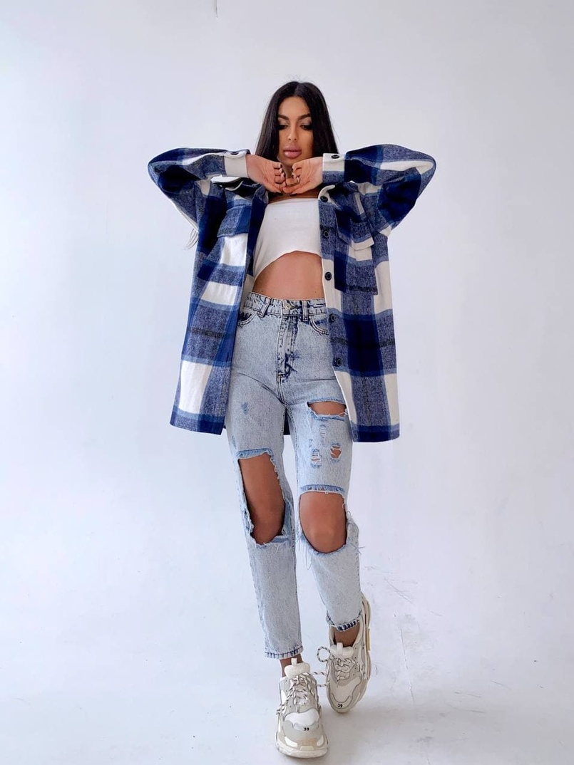 Кашемировая рубашка в клетку с капюшоном Кашемировая рубашка в клетку с капюшоном | PUSHKA SHOP