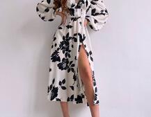 Сукня міді з квітковим принтом  | PUSHKA SHOP