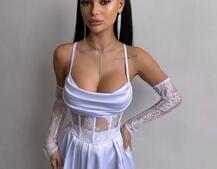 Атласний комплект: корсет + спідниця максі  | PUSHKA SHOP