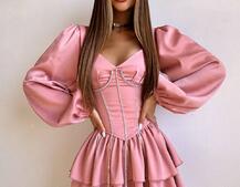 Комплект: сукня з подвійною спідницею + корсет, декорований стразами    | PUSHKA SHOP