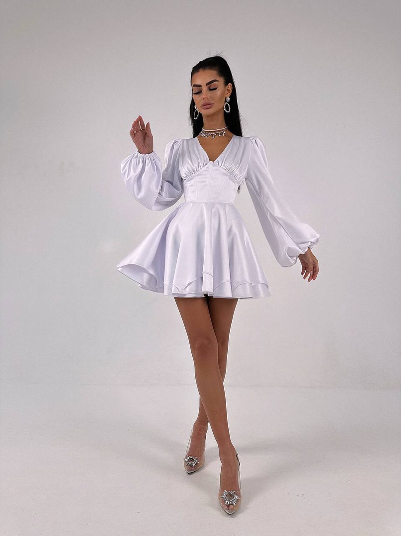 Атласна корсетна сукня  з пишною подвійною спідницею  | PUSHKA SHOP