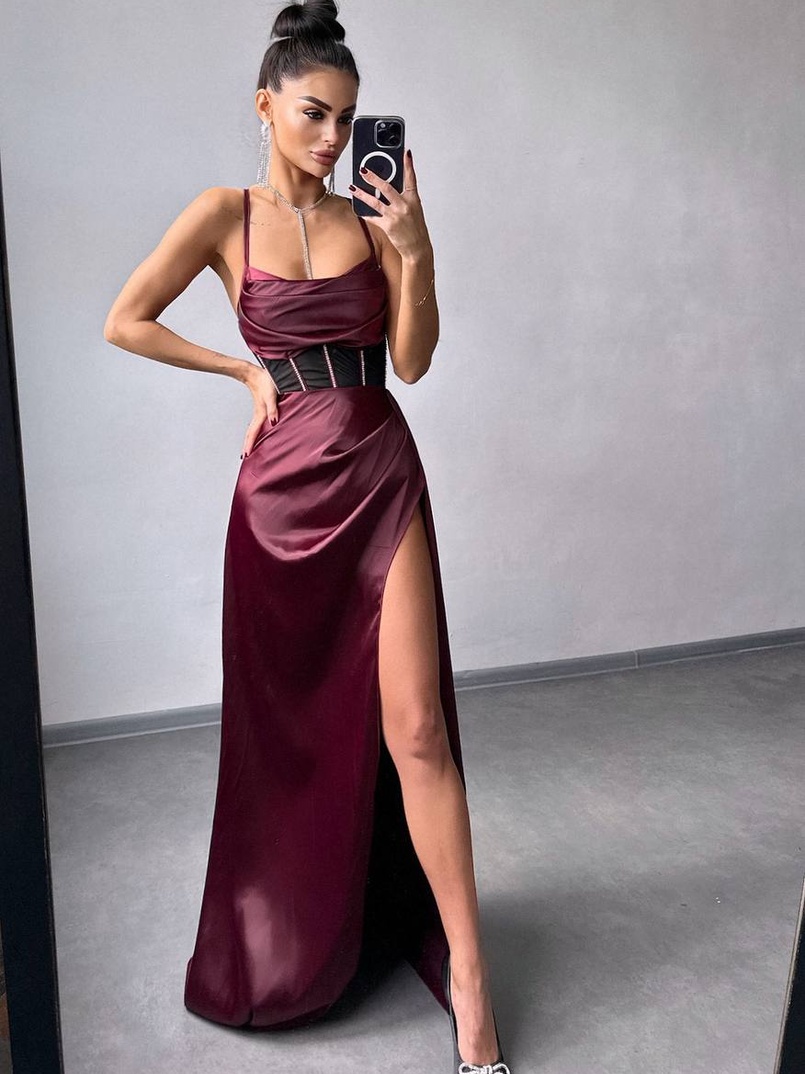 Комплект: корсет, декорований стразами + спідниця максі з драпіруванням  | PUSHKA SHOP