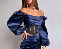 Комплект: корсет, декорований стразами   + спідниця міні з драпіруванням  | PUSHKA SHOP