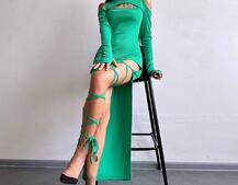 Трикотажна сукня з зав’язкою на ніжку Трикотажна сукня з зав’язкою на ніжку | PUSHKA SHOP