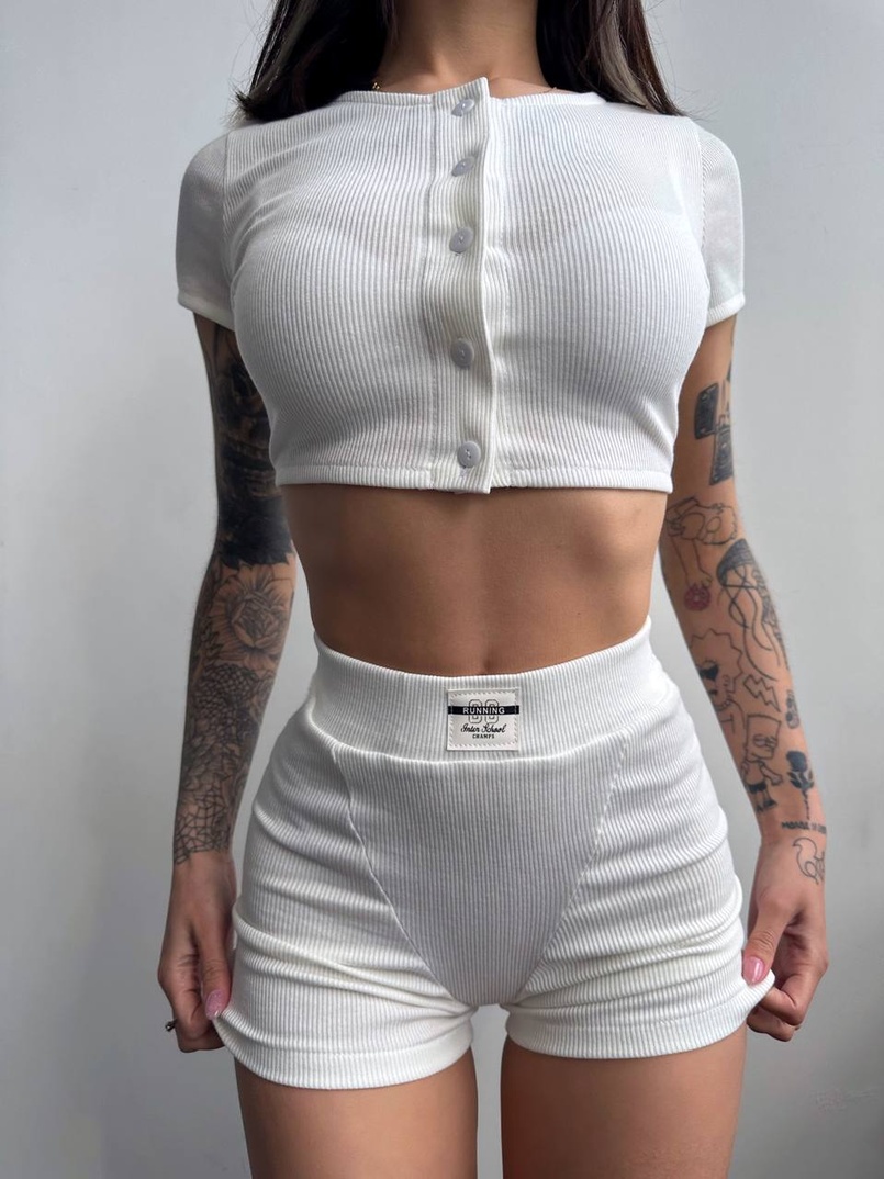 Комплект: топ на ґудзиках + велосипедки | PUSHKA SHOP