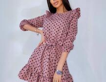 Милое платье в горошек с оборками Милое платье в горошек с оборками | PUSHKA SHOP