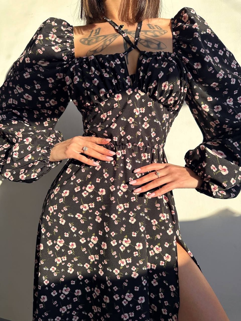 Улюблена сукня-міді зі шнурівкою на талії  Улюблена сукня-міді зі шнурівкою на талії  | PUSHKA SHOP