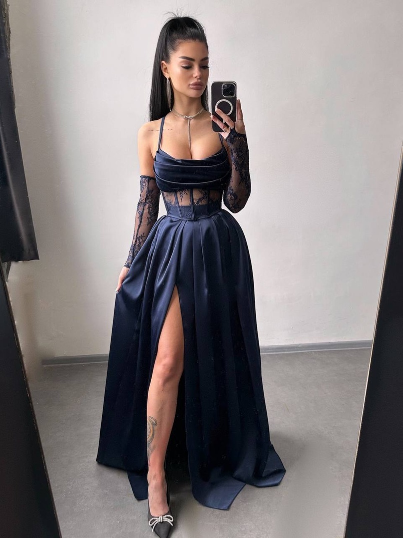 Атласний комплект: корсет + спідниця максі  | PUSHKA SHOP