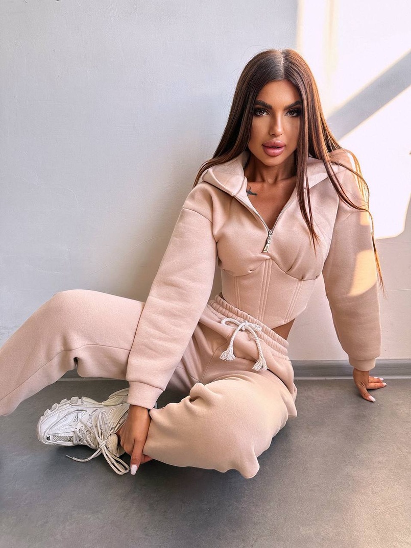 Комплект на флісі : худі з елементами корсету + штани  | PUSHKA SHOP