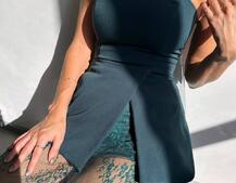 Комплект: піджак + блуза з баской + мереживна спідниця-шорти  | PUSHKA SHOP