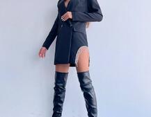 Приталена сукня-піджак, декорована бахромою зі страз | PUSHKA SHOP