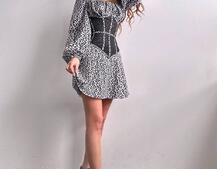 Сукня міні в квітковий принт + прозорий корсет Сукня міні в квітковий принт + прозорий корсет | PUSHKA SHOP