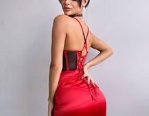 Комплект: корсет, декорований стразами + спідниця міні з драпіруванням   | PUSHKA SHOP