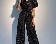 Бархатный комбинезон с голографическими блестками  | PUSHKA SHOP