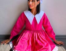 Котонова сукня з комірцем + бант  | PUSHKA SHOP