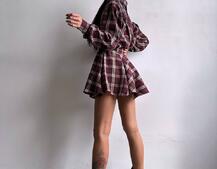 Комплект: сорочка + спідниця у клітинку  | PUSHKA SHOP