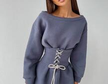 Худи на флисе + корсет на шнуровке  | PUSHKA SHOP