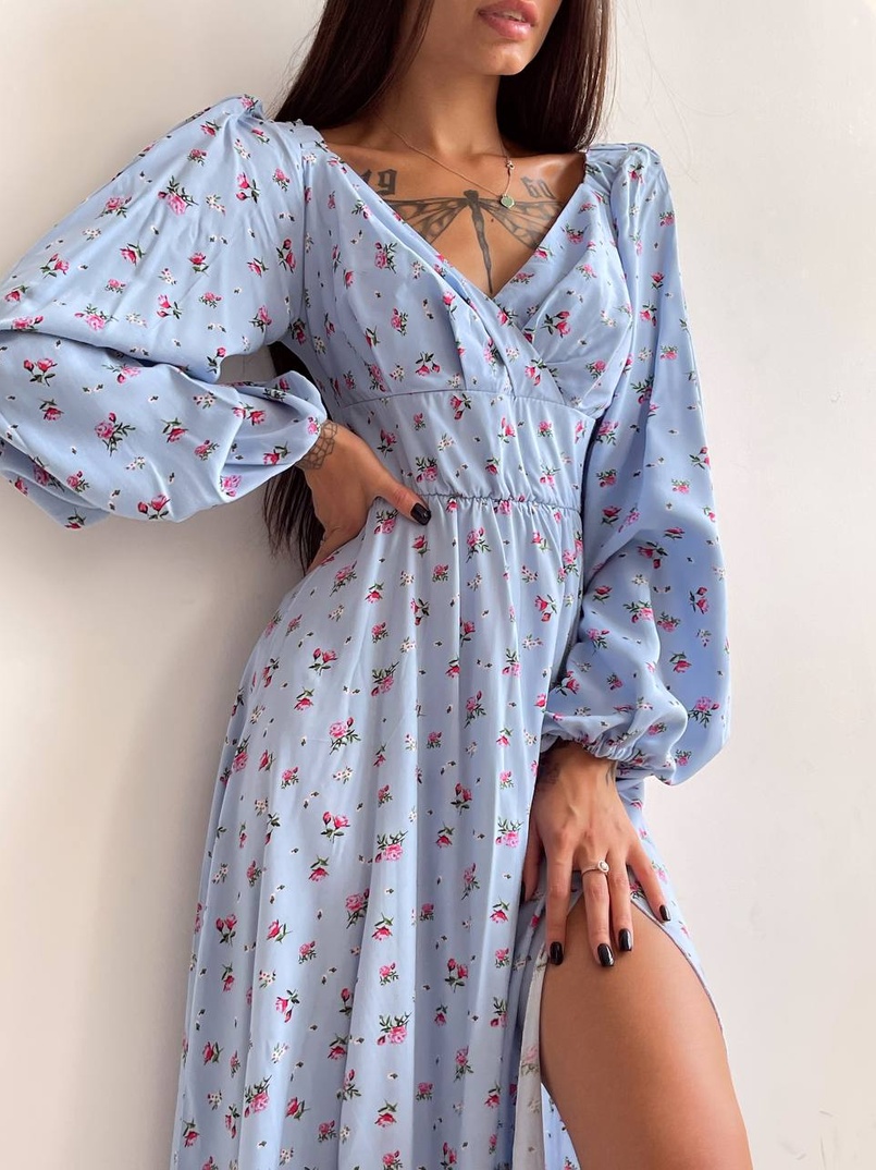 Квіткова сукня з розрізом на спідниці Квіткова сукня з розрізом на спідниці | PUSHKA SHOP