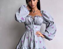 Сукня з квітковим принтом з воланами на ґудзиках  Сукня з квітковим принтом з воланами на ґудзиках  | PUSHKA SHOP