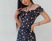 Цветочное платье мини с корсетной вставкой  на талии и присобранной юбкой  | PUSHKA SHOP