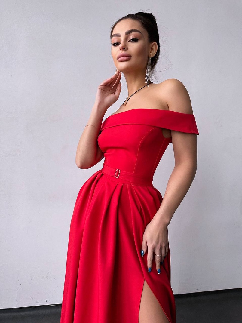 Сукня максі з відкритими плечима  | PUSHKA SHOP