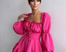 Сукня з воланами та шнурівкою  по спинці | PUSHKA SHOP