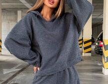 Теплий та мʼякий комплект: Обʼємний худі з капюшоном та штани з манжетами  Дуже приємний до тіла | PUSHKA SHOP