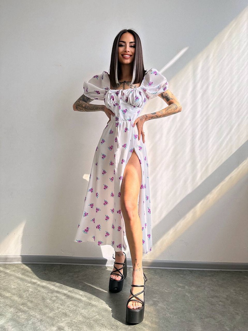 Сукня- міді  з квітковим принтом | PUSHKA SHOP