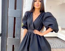 Воздушное коттоновое платье с пышной юбкой и объемными рукавами  | PUSHKA SHOP