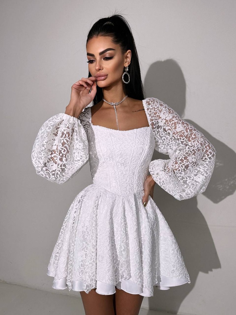 Мереживна сукня з корсетним верхом та пишною подвійною спідницею  | PUSHKA SHOP