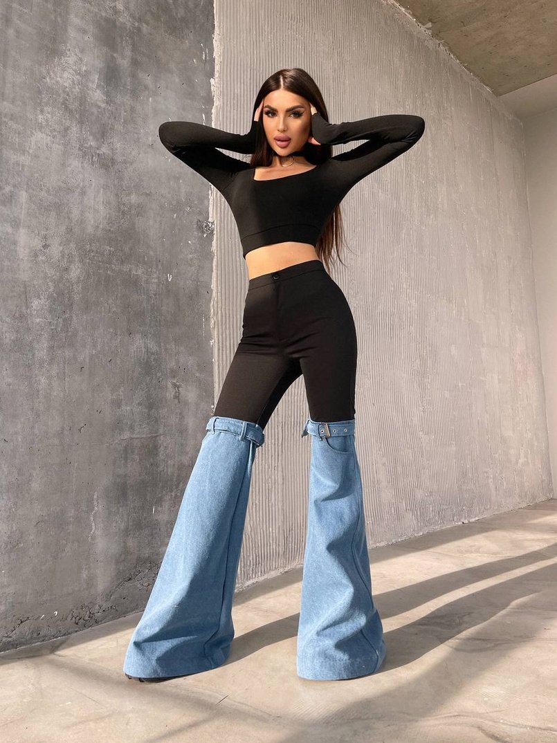 Штани-кльош  з металевими застібками   | PUSHKA SHOP