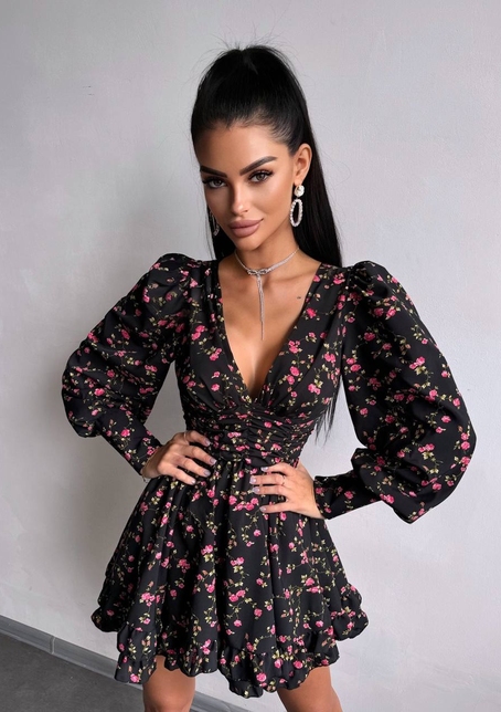 Сукня міні з пишною спідницею та драпіруванням на талії | PUSHKA SHOP