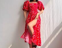 Сукня -міді зі шнурівкою на спинці та розрізом на ніжці | PUSHKA SHOP