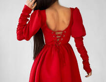 Платье-бюстье с объёмными рукавами и корсетными элементами На косточках, сзади на шнуровке. Платье-бюстье с объёмными рукавами и корсетными элементами На косточках, сзади на шнуровке. | PUSHKA SHOP