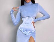 Оксамитова сукня міді з розрізом + атласний корсет | PUSHKA SHOP